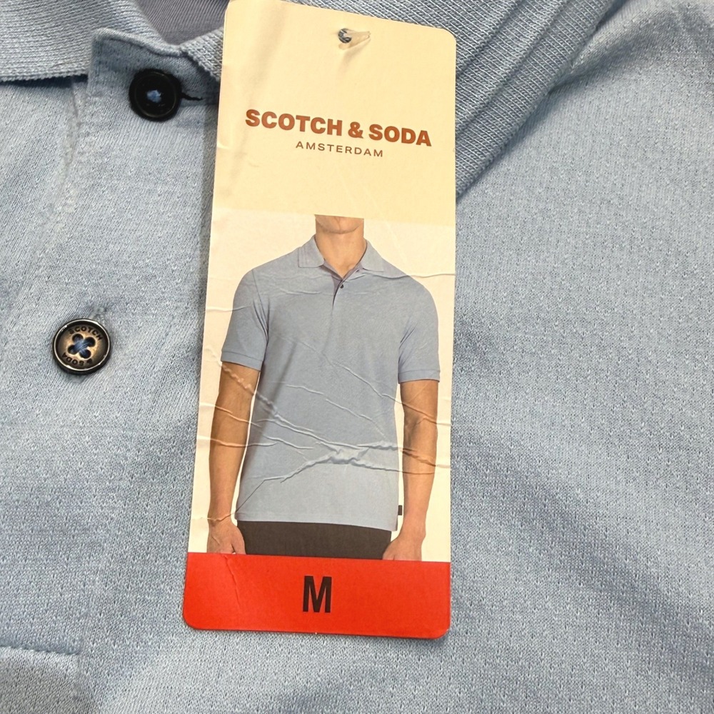 Scotch & Soda Mens Medium Short Sleeve Soft Knit Polo Shirt Blue NWT (read) - Picture 7 of 12
